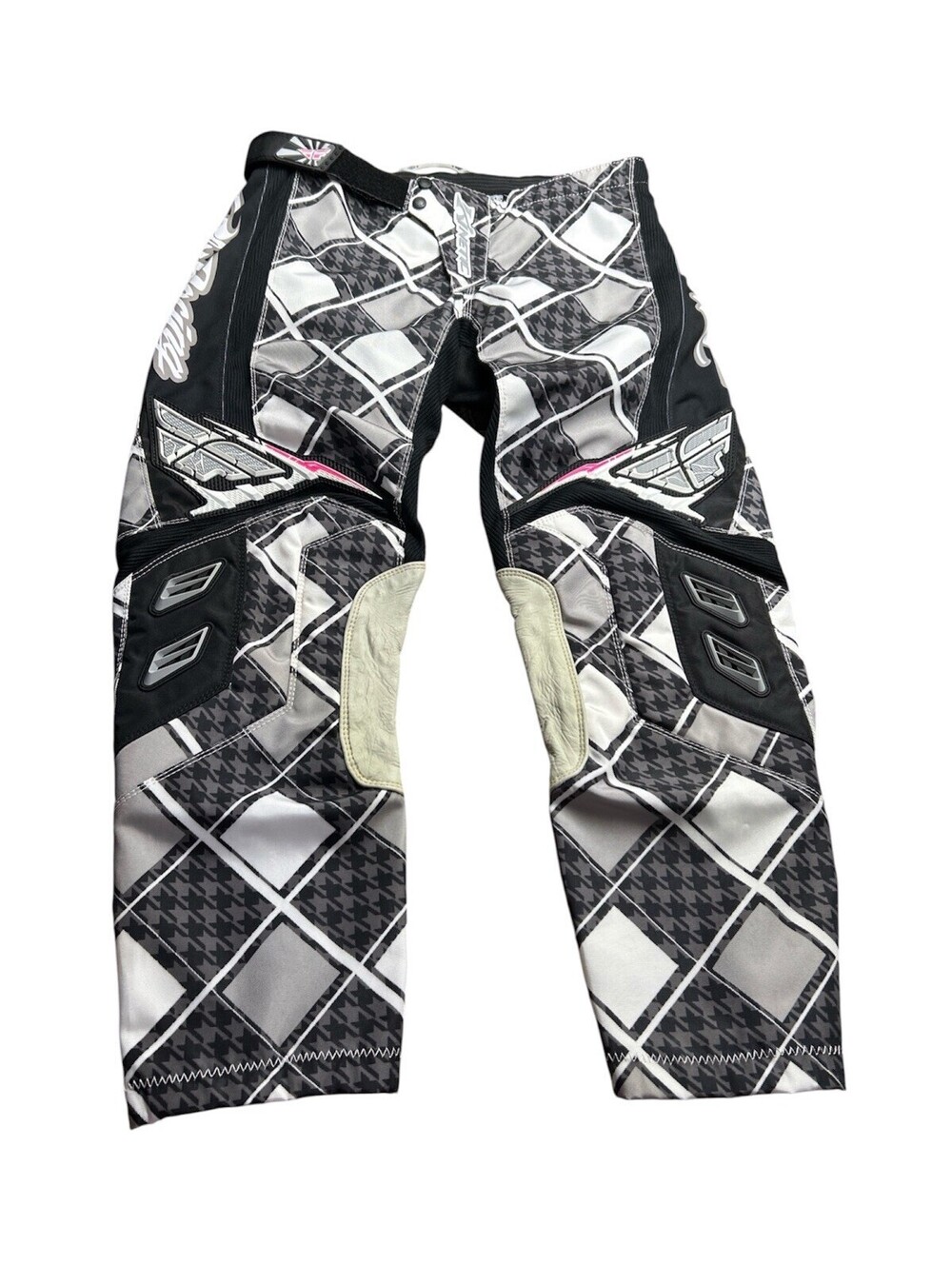 Fly Racing Kinetic Womens Motocross Pants Size 9-10 Pink & Black Houndstooth